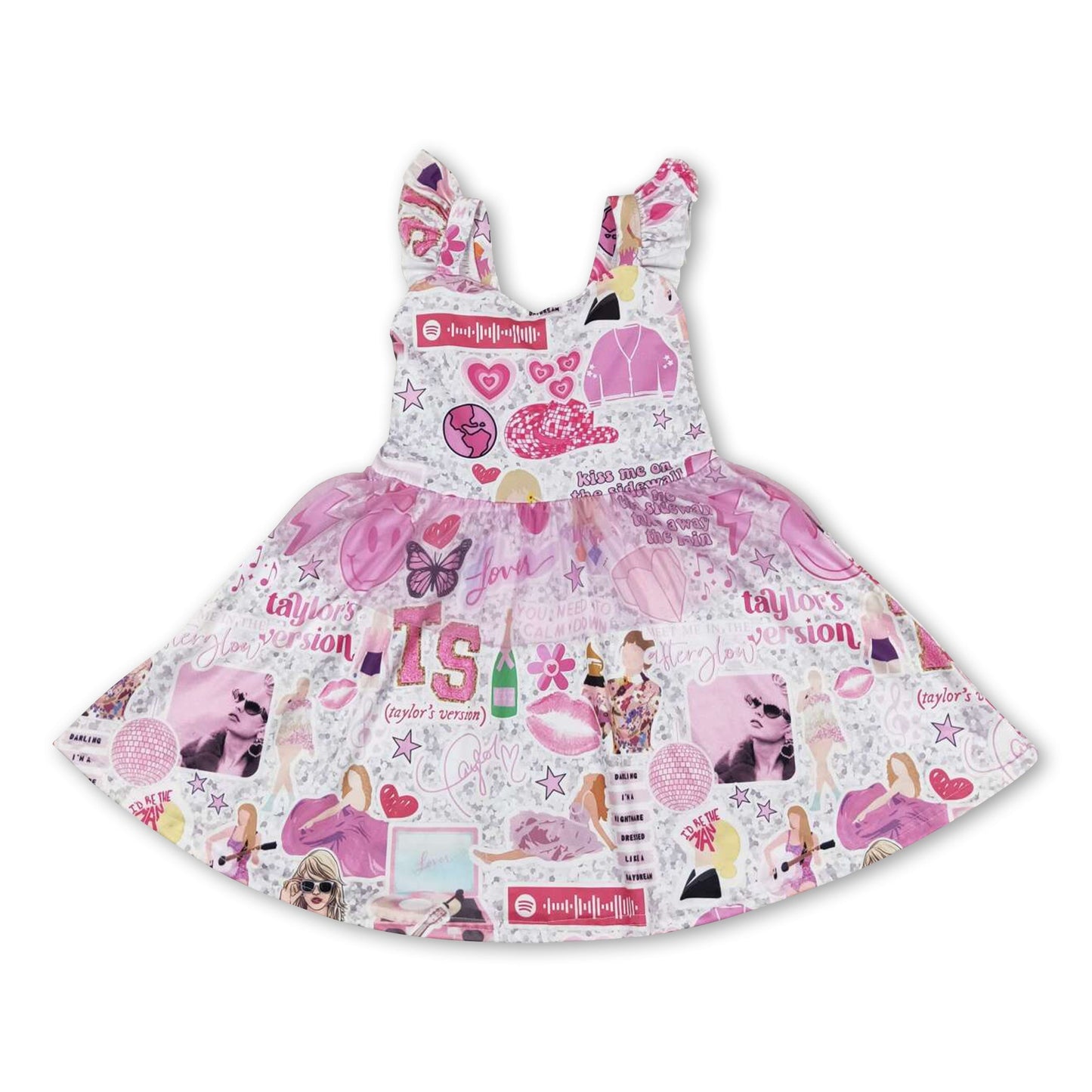 Rosa Rüschenärmel lächeln Gitarre Sängerin Mädchen Tüllkleid