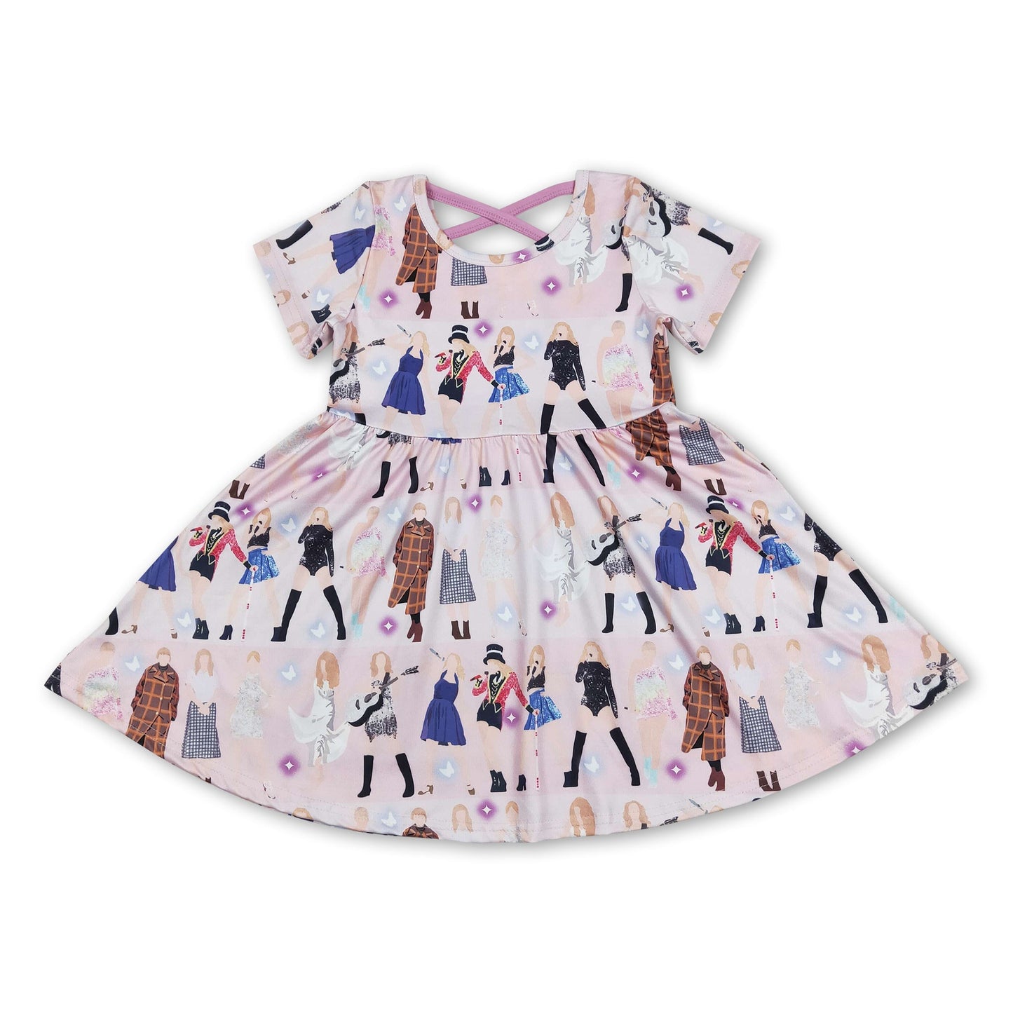 Kurzärmeliges Gitarren-Sänger-Mädchen-Sommerkleid