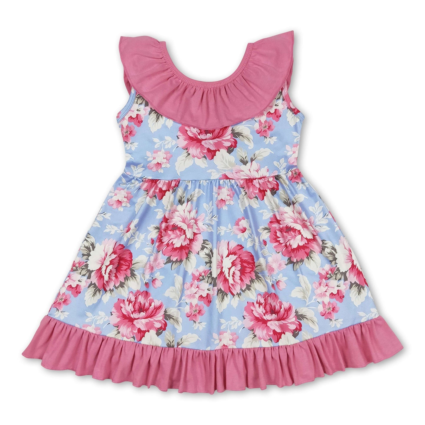 Rüschenschleife rückenfreie Blumenkleider für Baby-Mädchen