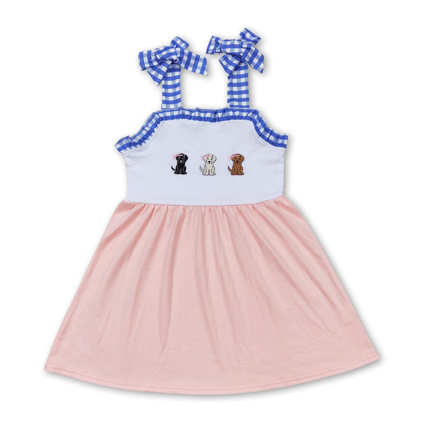 Trägerkleider für Baby-Mädchen mit Hunde-Print in Rosa