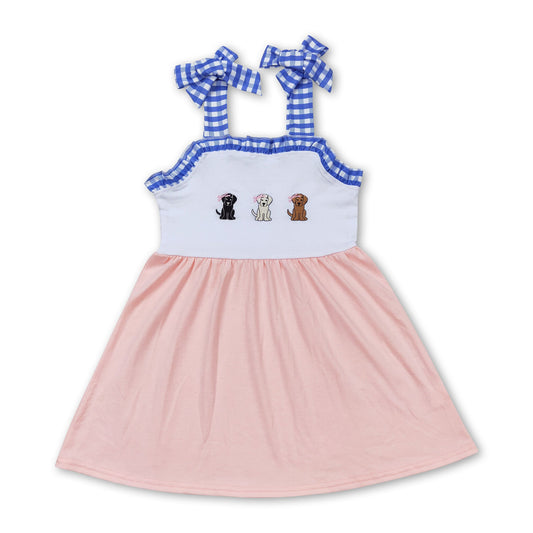 Trägerkleider für Baby-Mädchen mit Hunde-Print in Rosa
