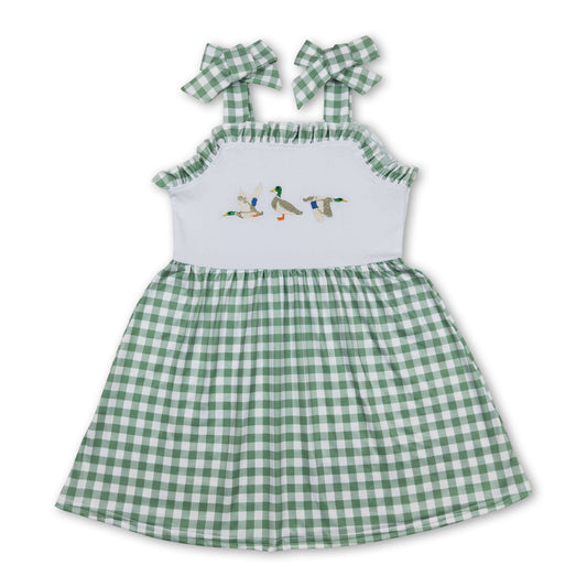 Grün karierte Träger Enten Baby Mädchen Sommerkleid