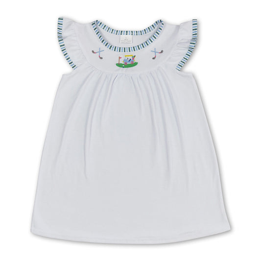Weißes Golf-Sommerkleid für Baby-Mädchen mit Rüschenärmeln
