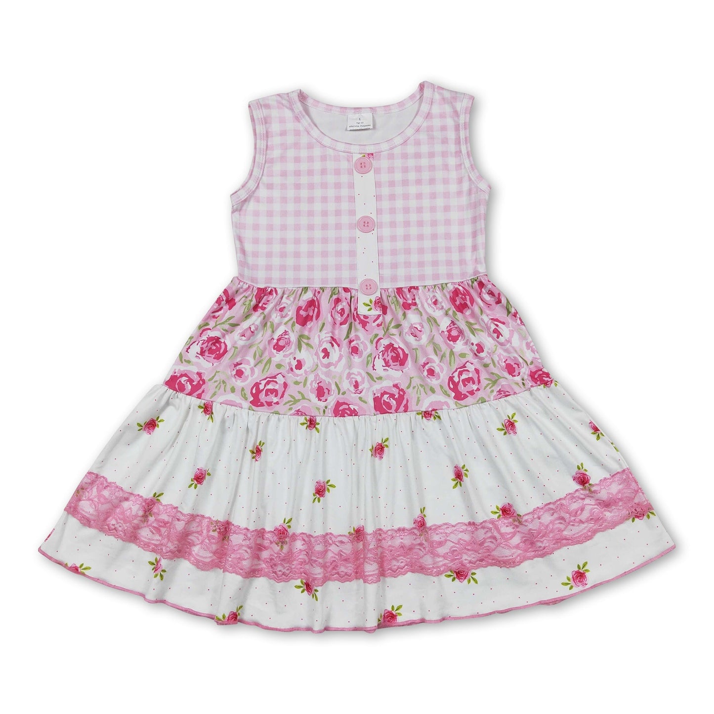 Ärmellose Babykleider für Mädchen mit Blumen-Patchwork