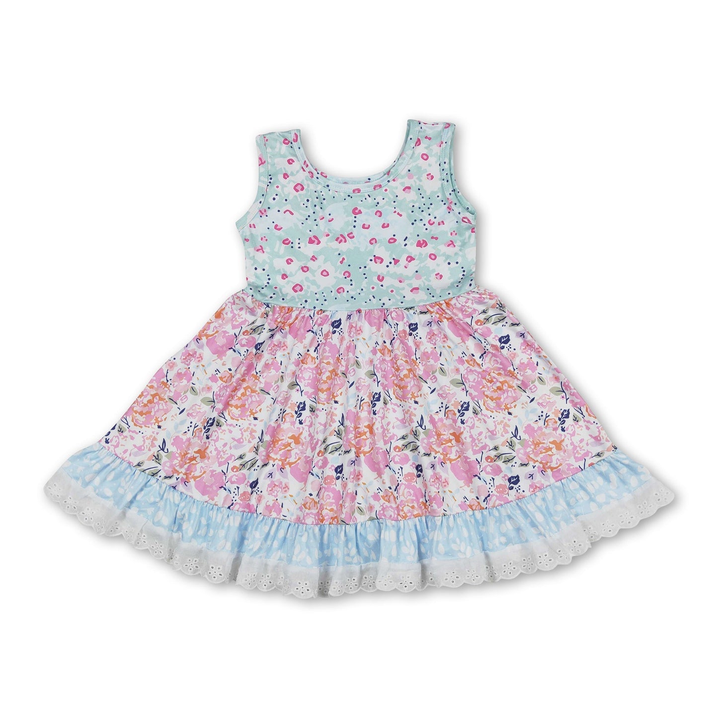 Ärmellose Blumenrüschenkleider für Baby-Mädchen