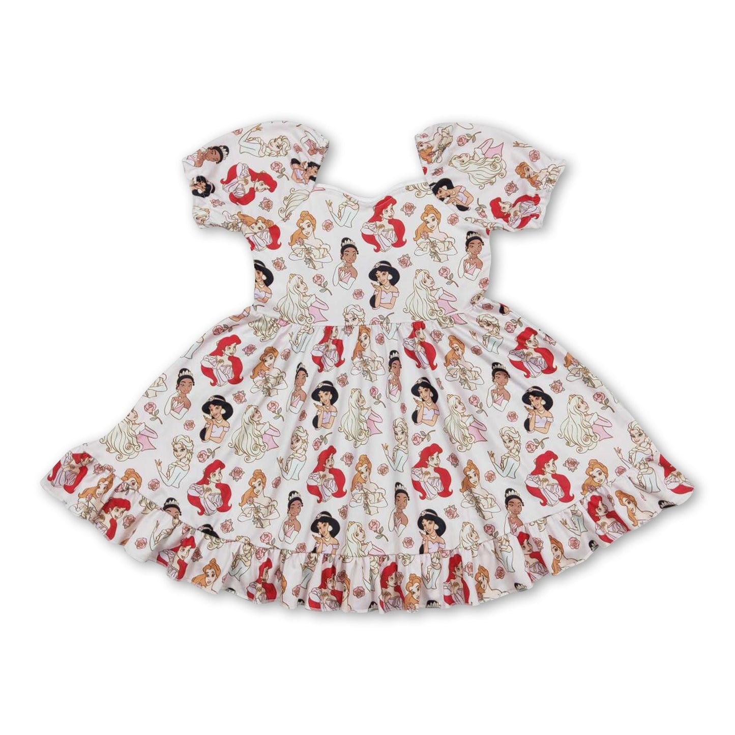 Kurzarm Prinzessin Blumenrüschen Mädchenkleid