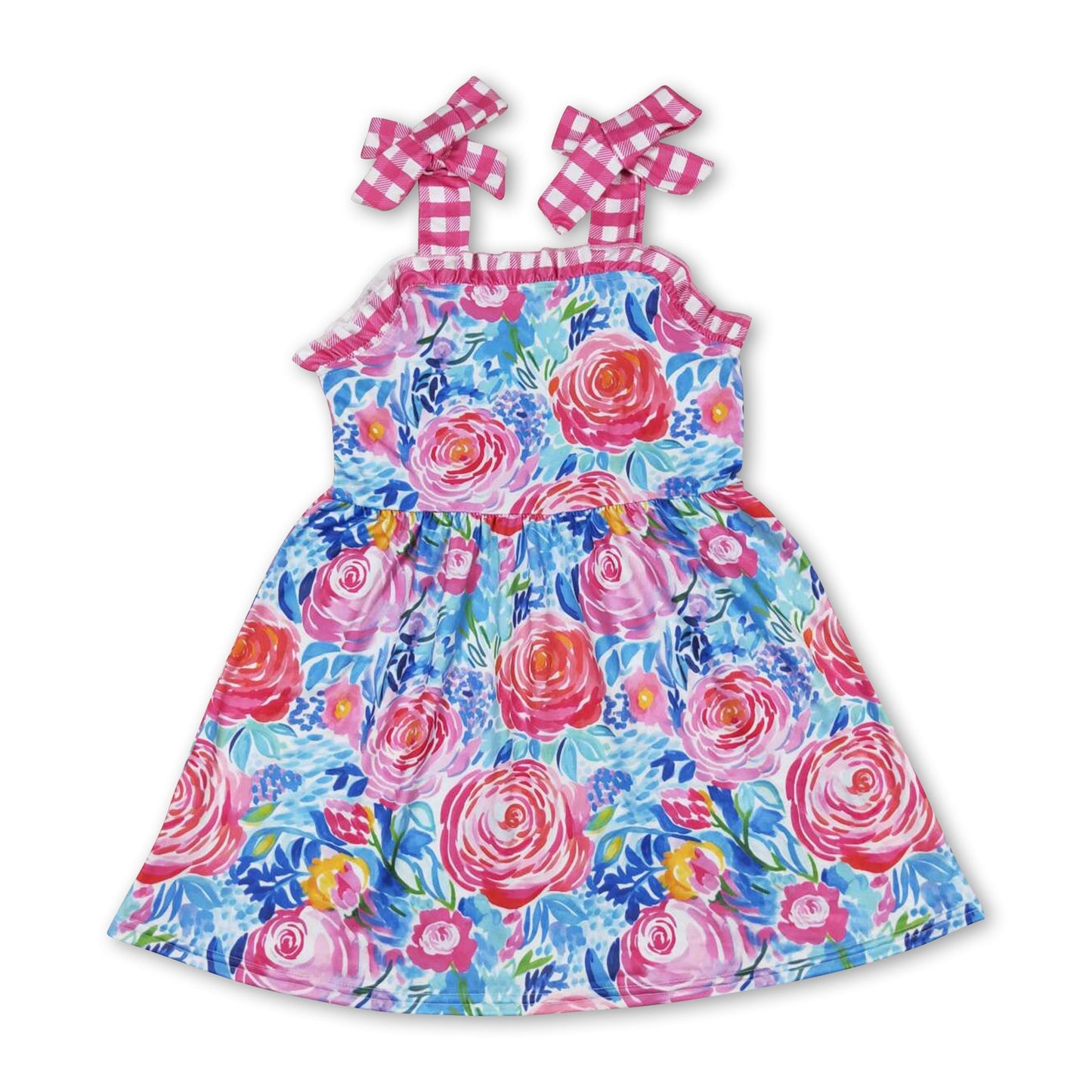 Plaid Träger geblümt Mädchen Frühling Sommerkleid