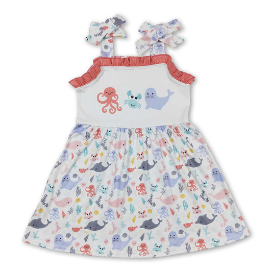 Trägerkleid Oktopus Krebs Sommer Baby Mädchen Kleider