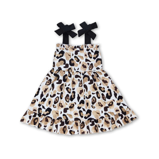 Träger Leopard Baby Mädchen Sommer Rüschenkleider