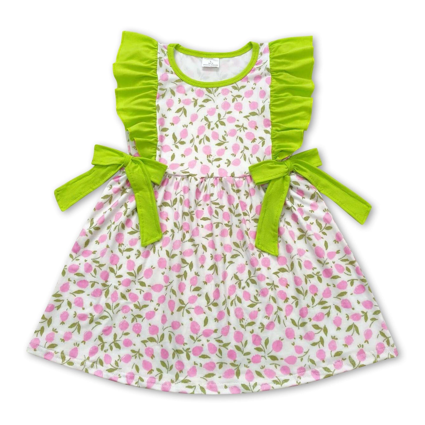 Flutterärmel rosa Blumenmuster Baby-Mädchen Frühlingskleider