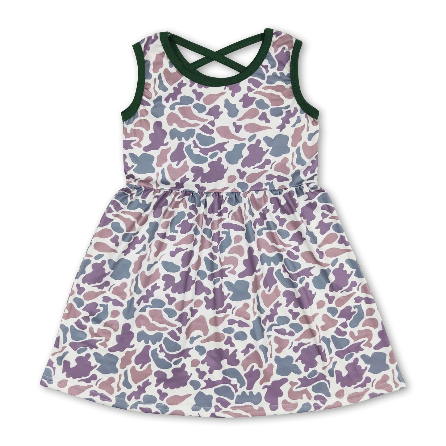 Grünes ärmelloses Camo-Sommerkleid für Mädchen
