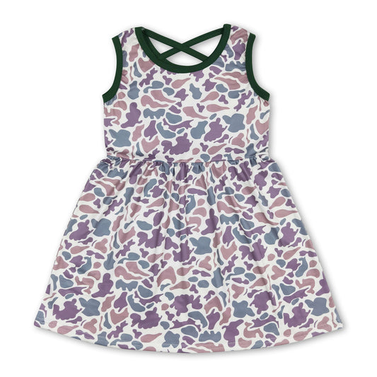 Grünes ärmelloses Camo-Sommerkleid für Mädchen