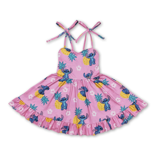 Trägerkleid für Mädchen, heißes Pink, Koala, Ananas, Sommerkleid