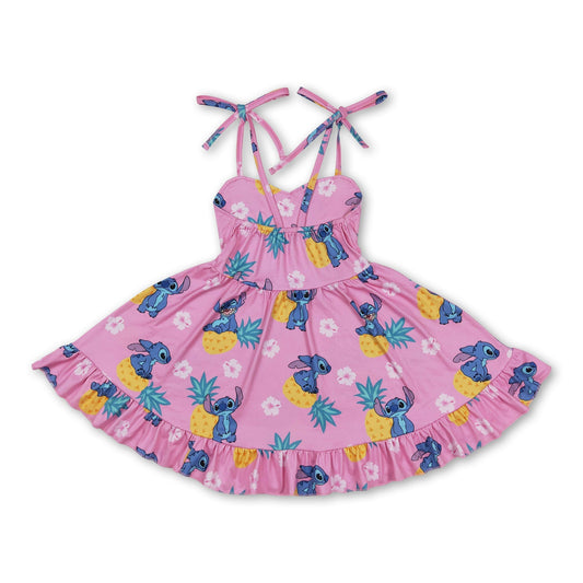 Trägerkleid für Mädchen, heißes Pink, Koala, Ananas, Sommerkleid