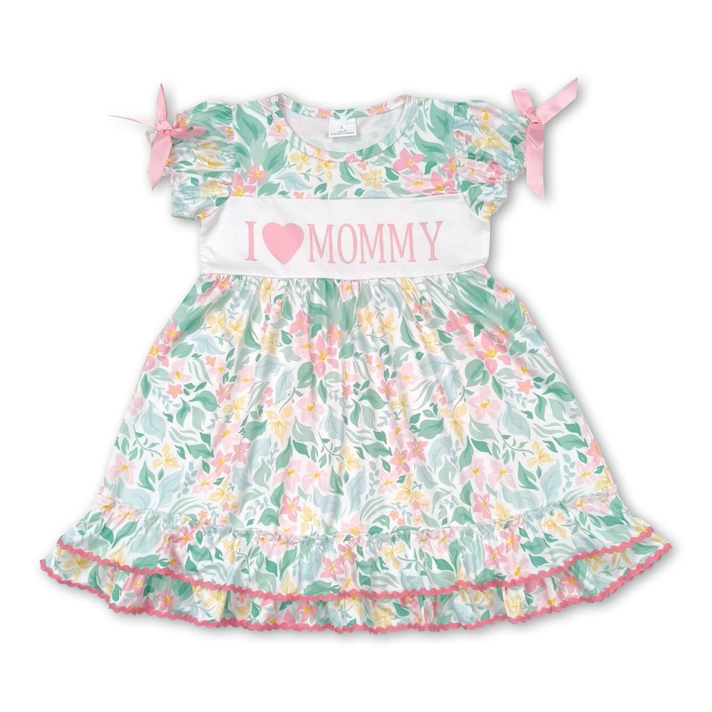 Kurzärmliges Blumenkleid „Ich liebe Mama“ für Mädchen zum Muttertag