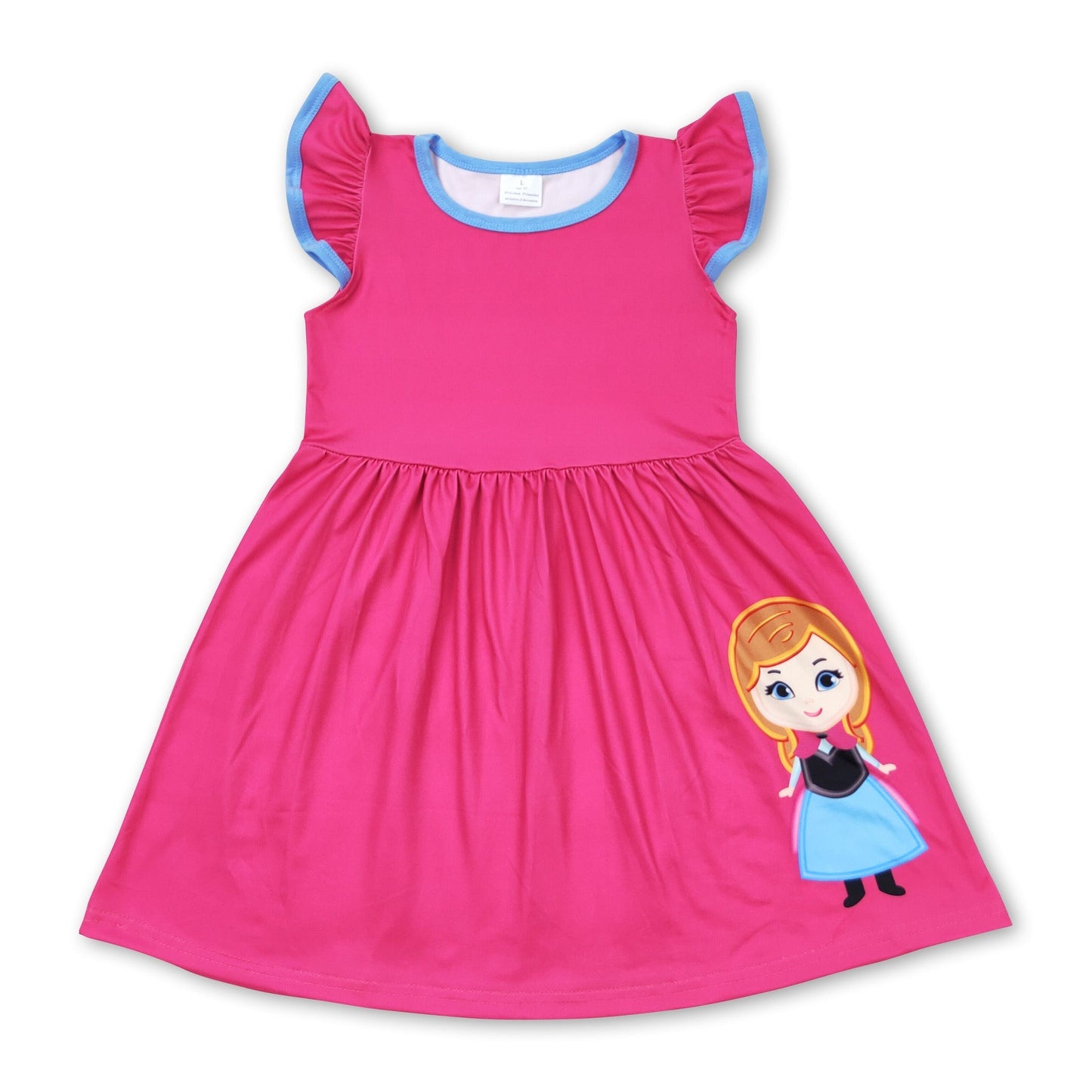 Flatterärmel leuchtend pinke Prinzessinnenkleider für Baby-Mädchen