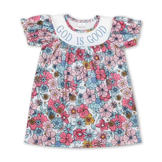 Gott ist gut kurzärmelige Blumenkleider für Baby-Mädchen
