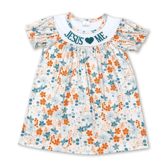 Jesus liebt mich, kurzärmelige florale Kleider für Baby-Mädchen