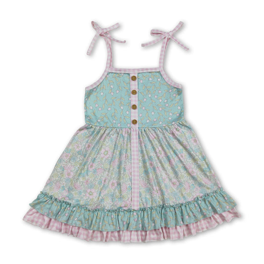 Trägerkleider, mintfarben, Blumenmuster, Rüschen, Sommerkleider für Baby-Mädchen