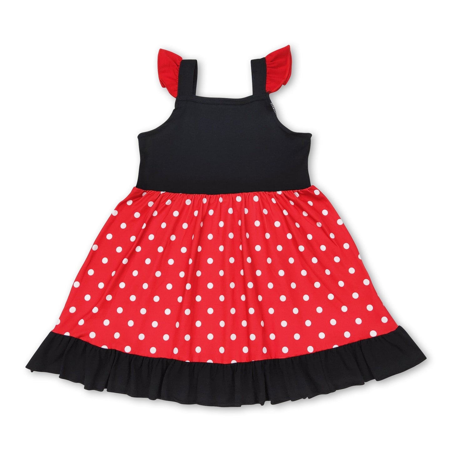 Rot gepunktetes Maus-Kleidchen mit Rüschen und Volantärmeln für Baby-Mädchen