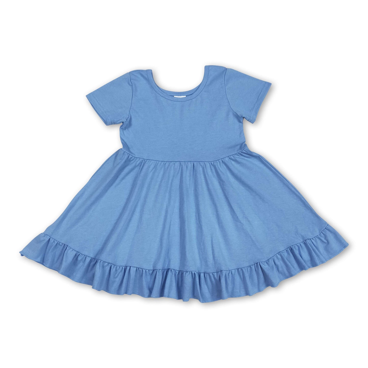 Hellblaue kurzärmelige Rüschen-Sommerkleider für Mädchen