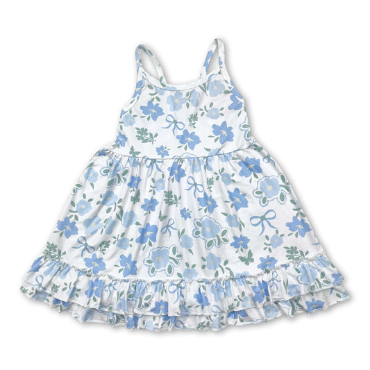 Träger Rüschenkleid mit Blumenmuster hellblau für Mädchen