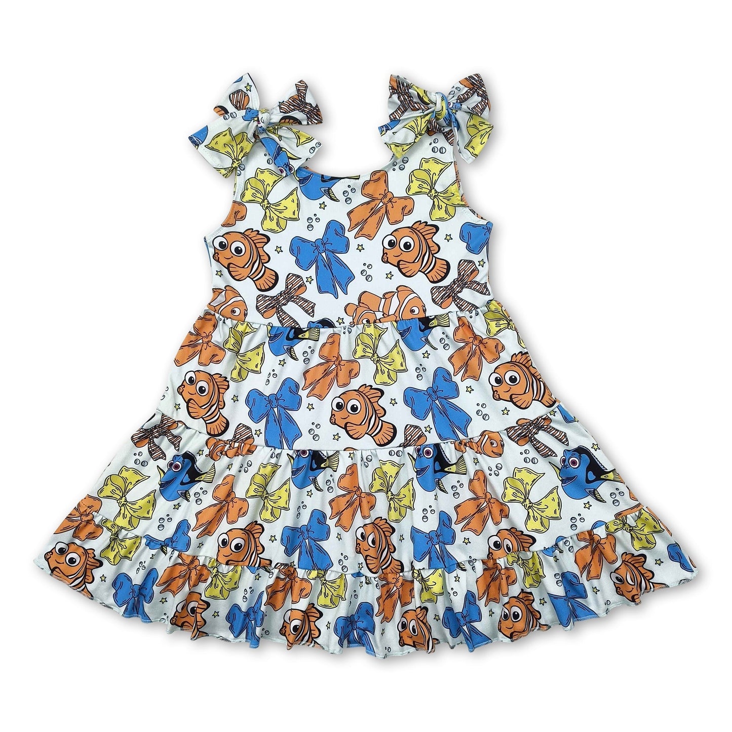 Ärmellose Patchwork-Kleider für Mädchen mit Fischschleife
