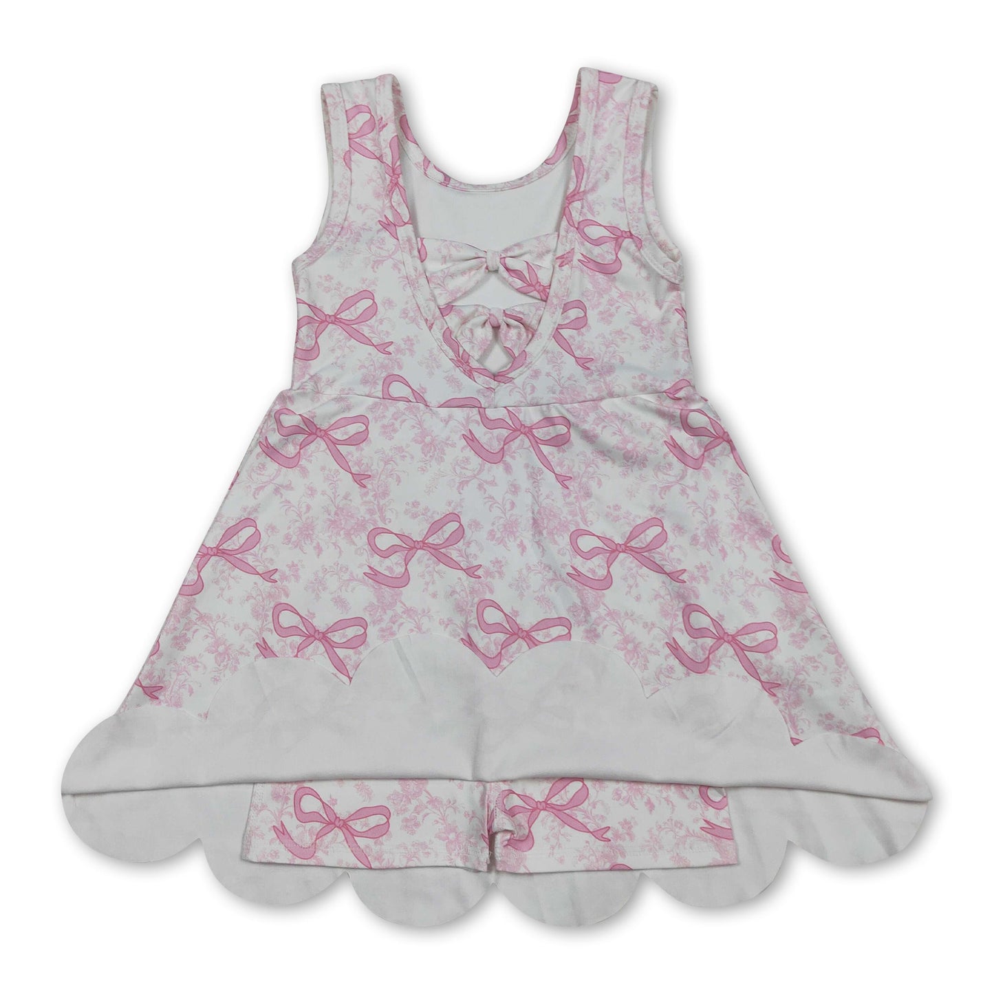 Ärmelloses geblümtes rosa Schleifenkleid für Mädchen, sportlich, Sommer