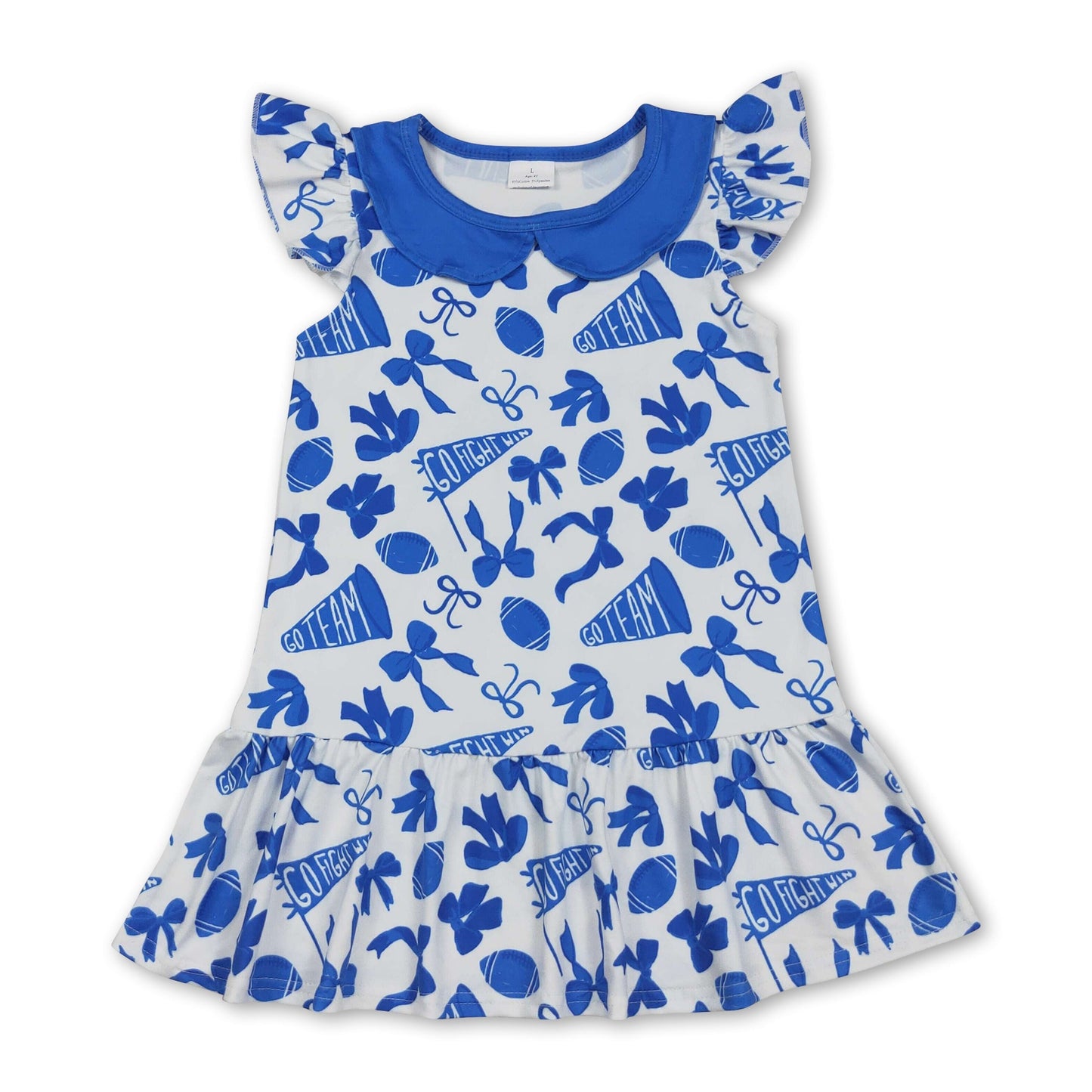 Ärmelloses blaues Schleifen-Fußball-Go-Team-Kleid für Mädchen