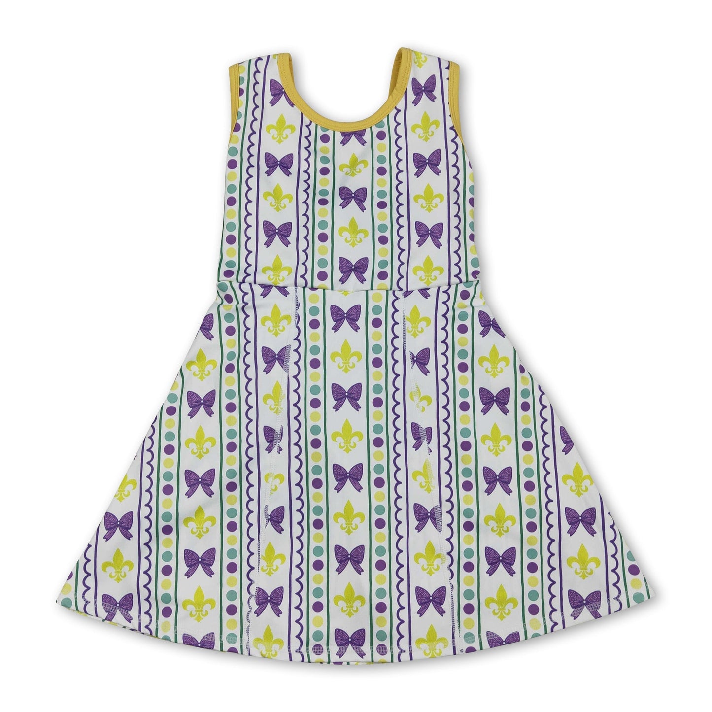 Ärmelloses lila Schleifen-Mädchen-Mardi-Gras-Sportkleid