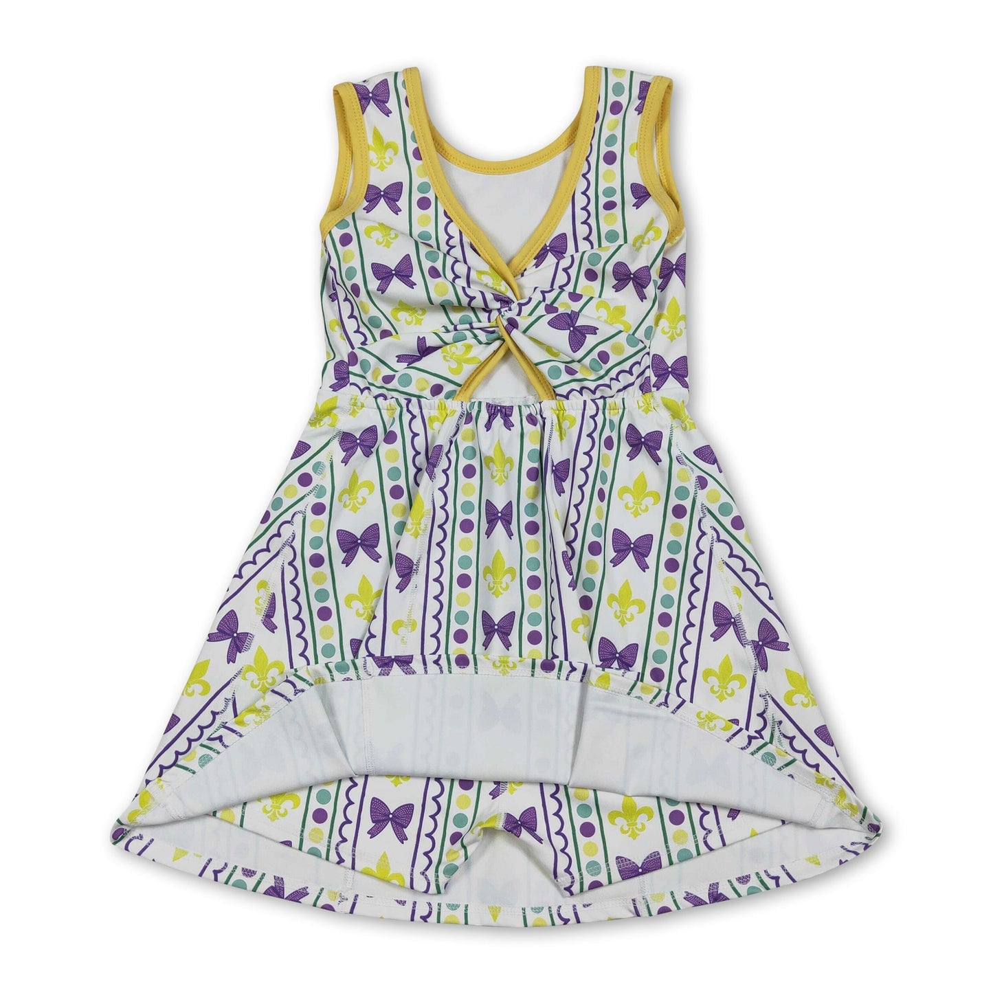 Ärmelloses lila Schleifen-Mädchen-Mardi-Gras-Sportkleid