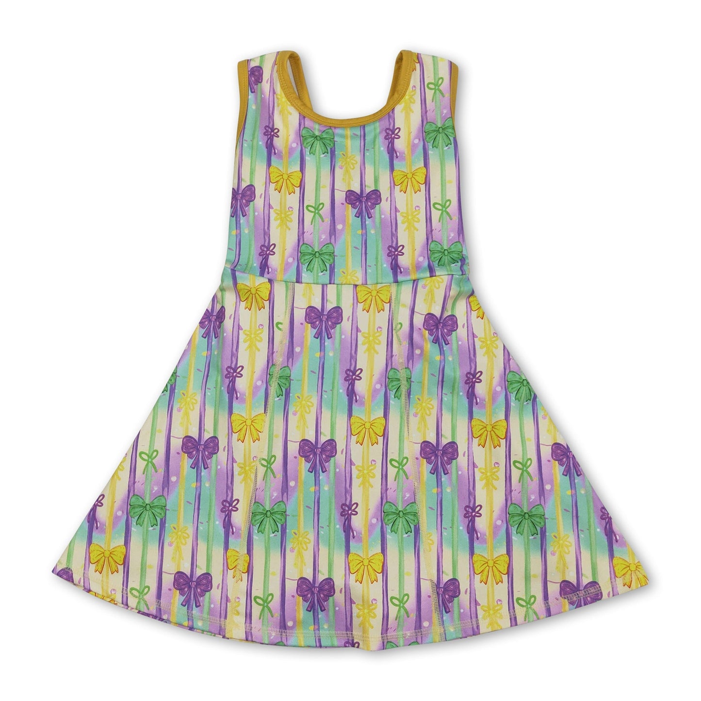 Gelb-grün-lila Schleife Kinder Mädchen Mardi Gras Sportkleid