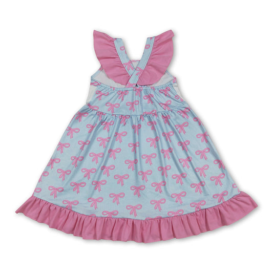 Flutter sleeves mama's girl bows kids ruffle dresses