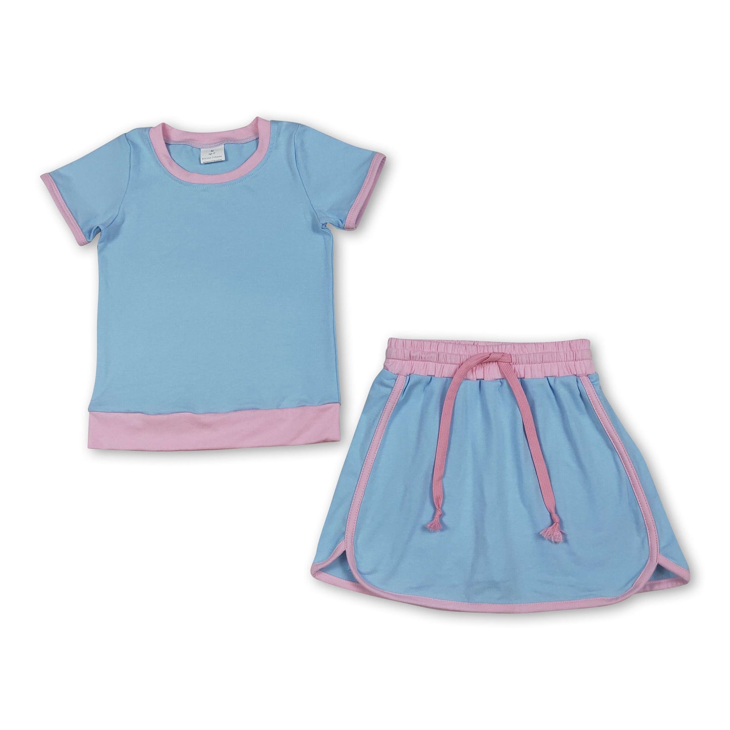 Hellblau rosa Baumwolloberteil Rock Kinder Mädchen Sommeroutfits