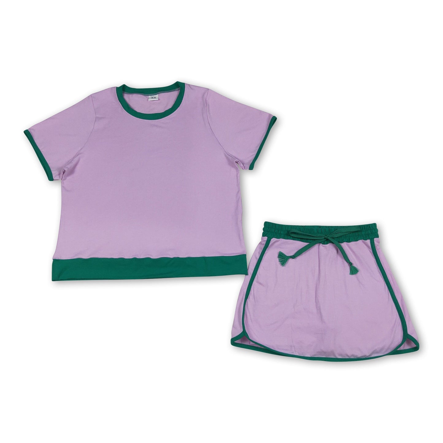 Pink grün Baumwolle Top Rock Outfits für erwachsene Frauen