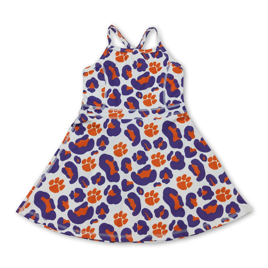 Träger orange lila Leopard Mädchen Team Sportkleid