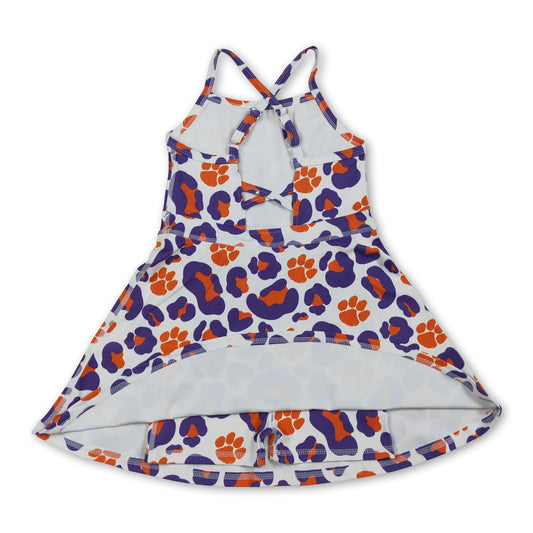Träger orange lila Leopard Mädchen Team Sportkleid