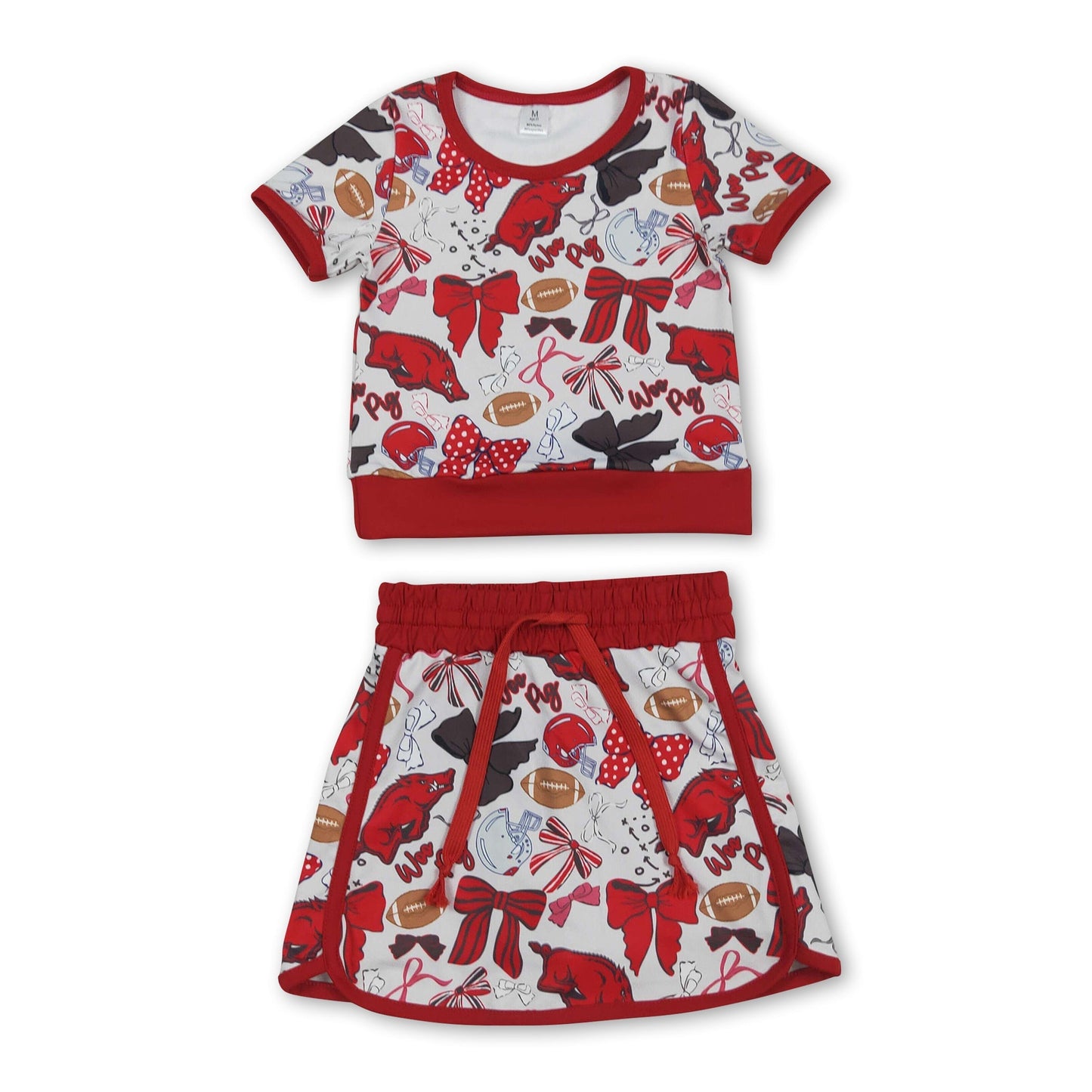 Kurzarm-Hog-Bow-Top-Rock-Mädchen-Team-Sportbekleidung-Set