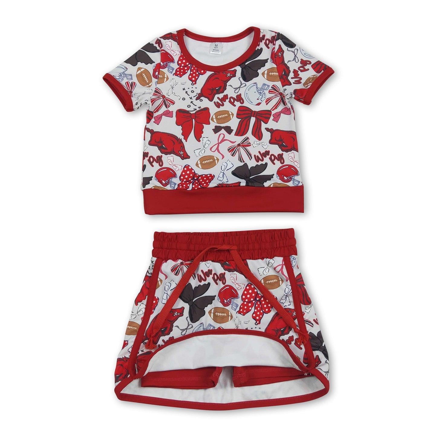 Kurzarm-Hog-Bow-Top-Rock-Mädchen-Team-Sportbekleidung-Set