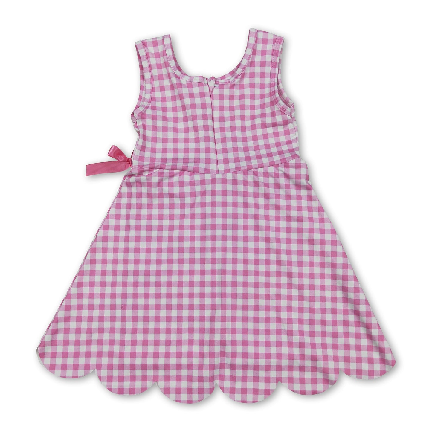 Ärmelloses rosa kariertes Sportkleid für kleine Mädchen mit Wellenkante