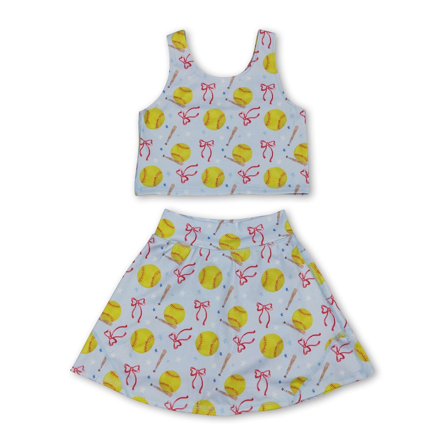 Ärmelloses Softball-Bow-Set für Mädchen, Sommer-Activewear