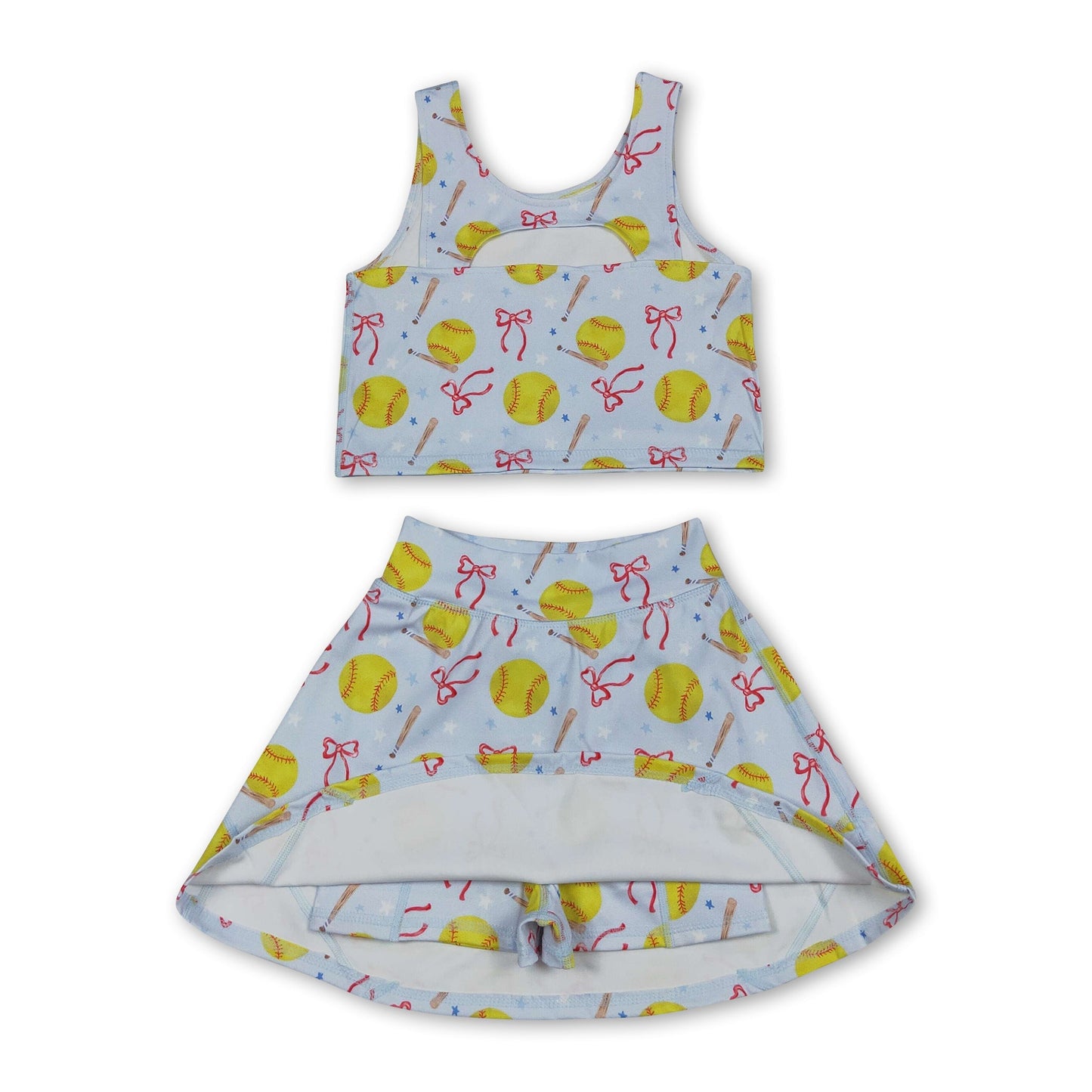 Ärmelloses Softball-Bow-Set für Mädchen, Sommer-Activewear