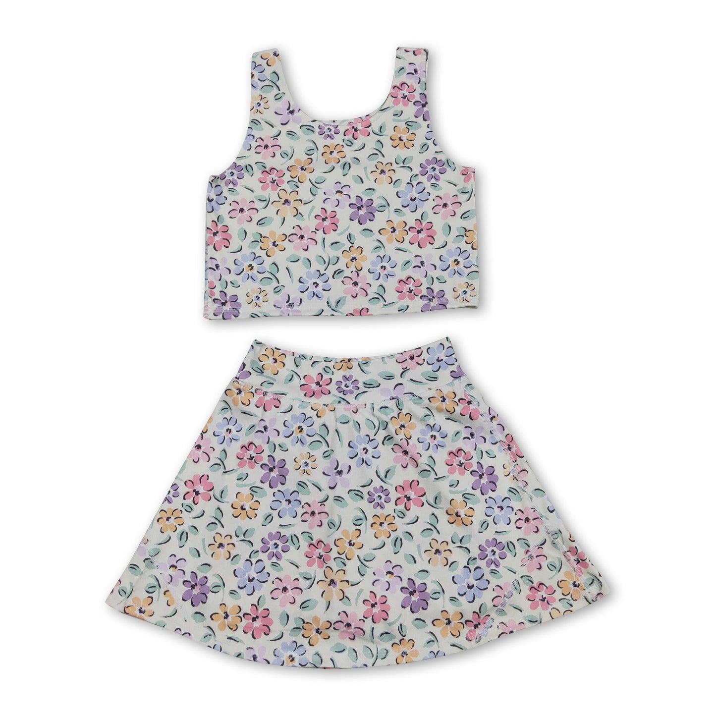 Ärmelloses Blumen-Sommer-Sport-Set für Mädchen
