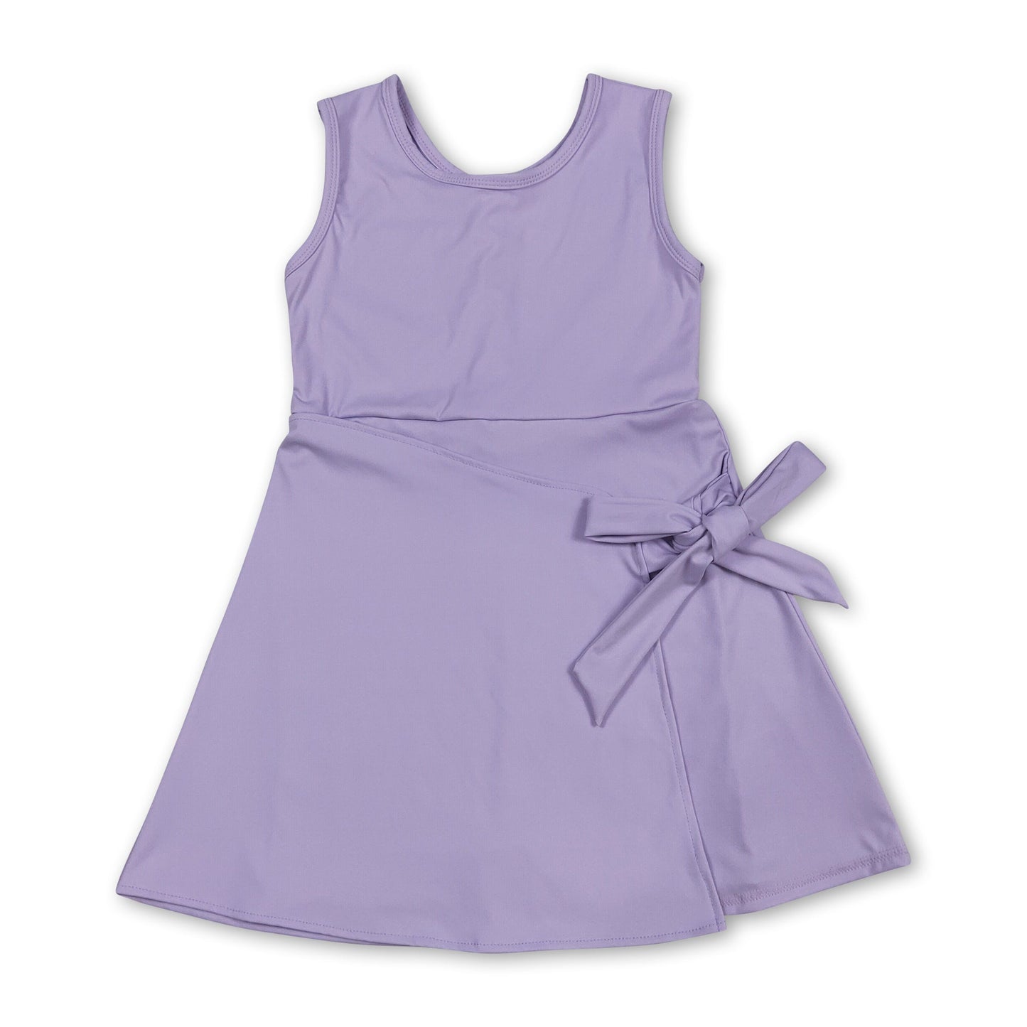 Lila ärmellose Kleider mit Schleife für Mädchen (Sportkleider)