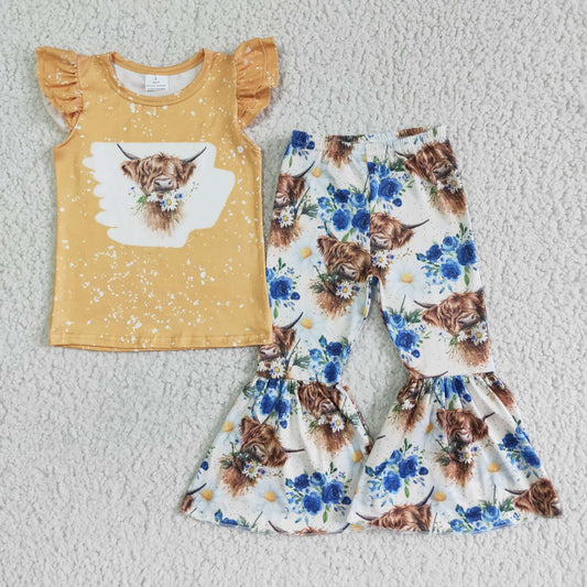 Highland-Kuh-Shirt, Schlaghose, Mädchen-Westernkleidung