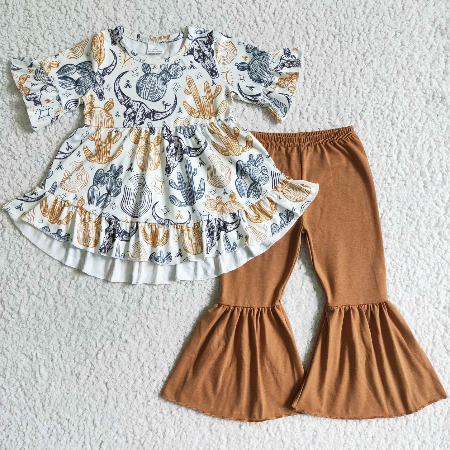 Kaktus Tunika braune Schlaghose Mädchen Western-Set