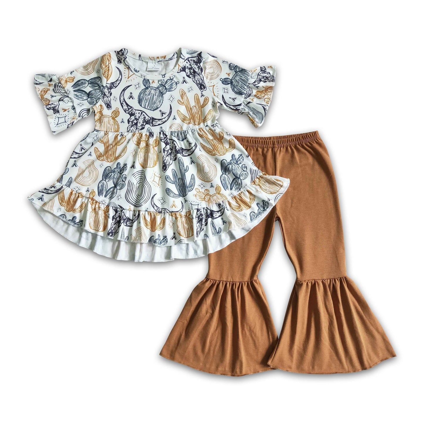 Kaktus Tunika braune Schlaghose Mädchen Western-Set