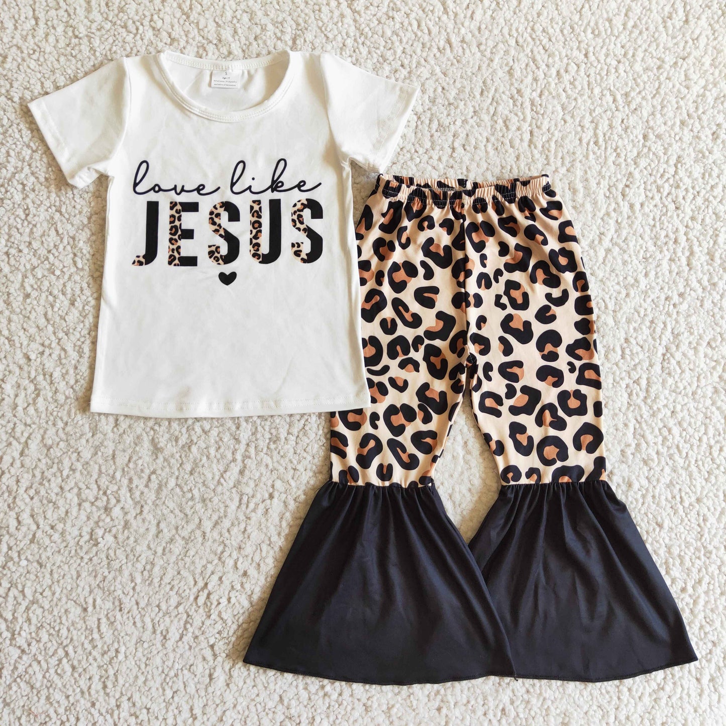 Liebe wie Jesus Leoparden-Schlaghosen-Mädchen-Outfits
