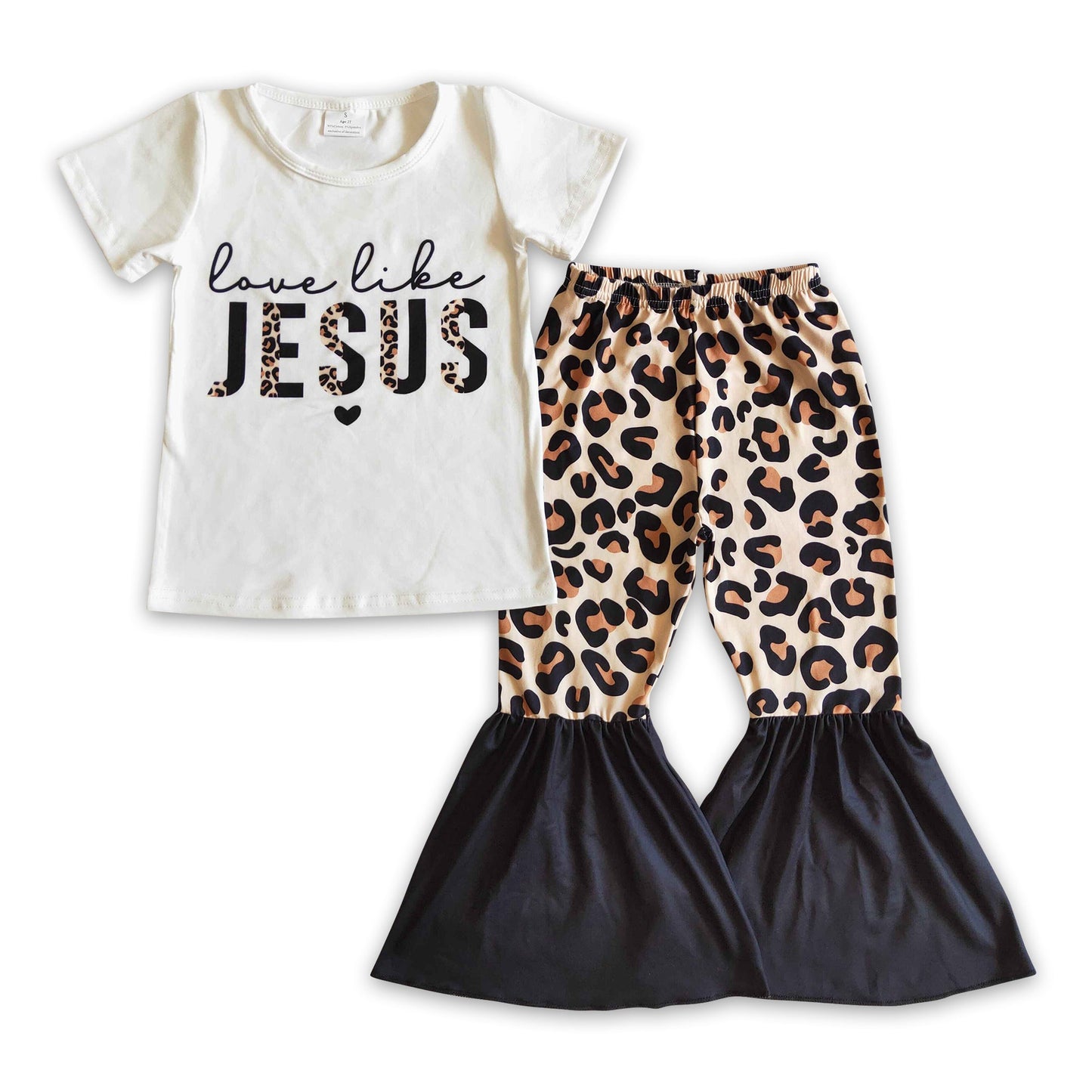 Liebe wie Jesus Leoparden-Schlaghosen-Mädchen-Outfits