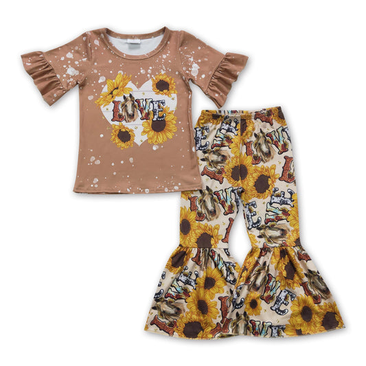 Sonnenblumen-Pferdeliebe Kinder Mädchen Western-Kleidungsset